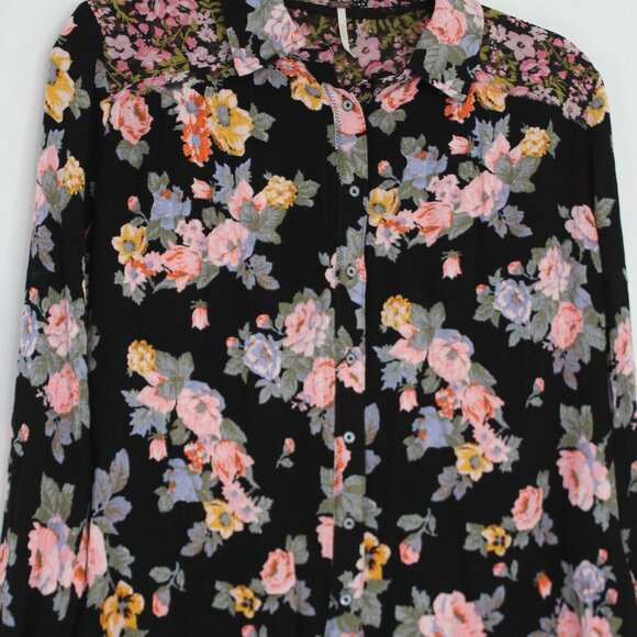 Free People Hold On To Me Floral Long Sleeve Blouse Size Small - Picture 5 of 9